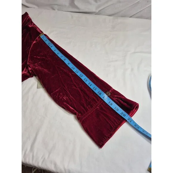 John Mark Women's Shirt Top Size 1X Red ¾ Sleeve Relaxed Fit Velvet Wired (09) - Picture 9 of 12